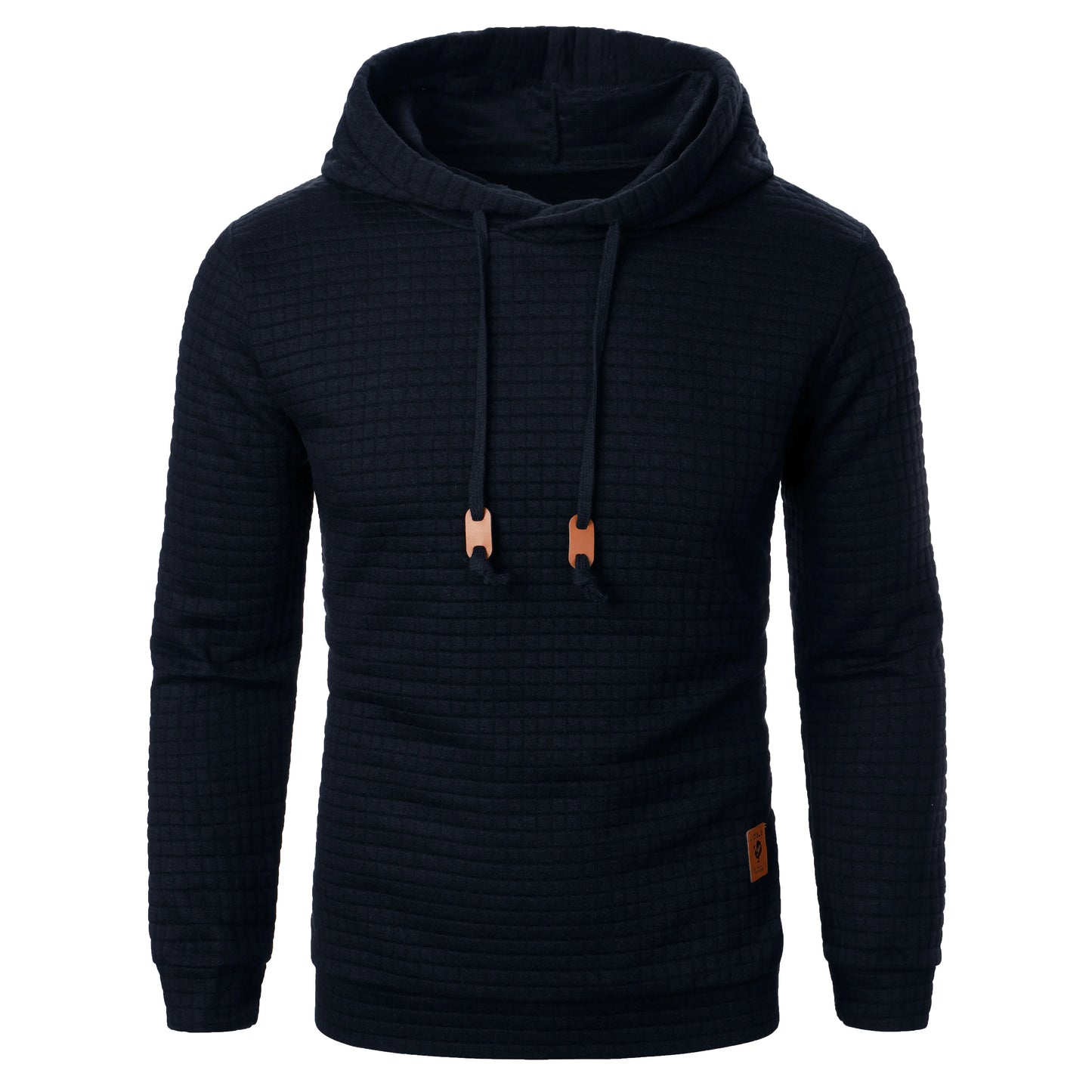 Autumn/Winter men's jacquard plaid hoodie long sleeve hoodie warm color hooded sweatshirt coat