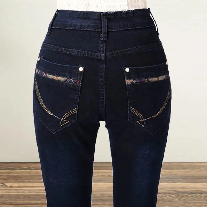 Straight leg Jeans Women High waisted Elastic New Slim Denim Pants Female Spring Autumn Loose Hip Lifting Casual Trousers