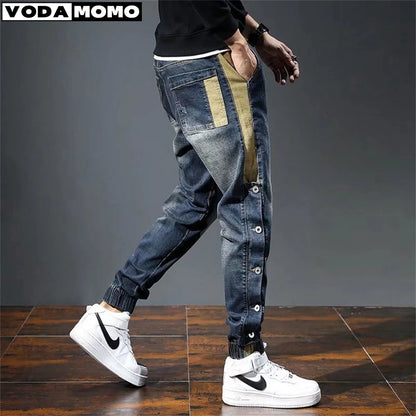 Mens Jeans Harem Pants Fashion Pockets Desinger Loose Baggy Moto Jeans Men Stretch Retro Streetwear Relaxed men clothing pants
