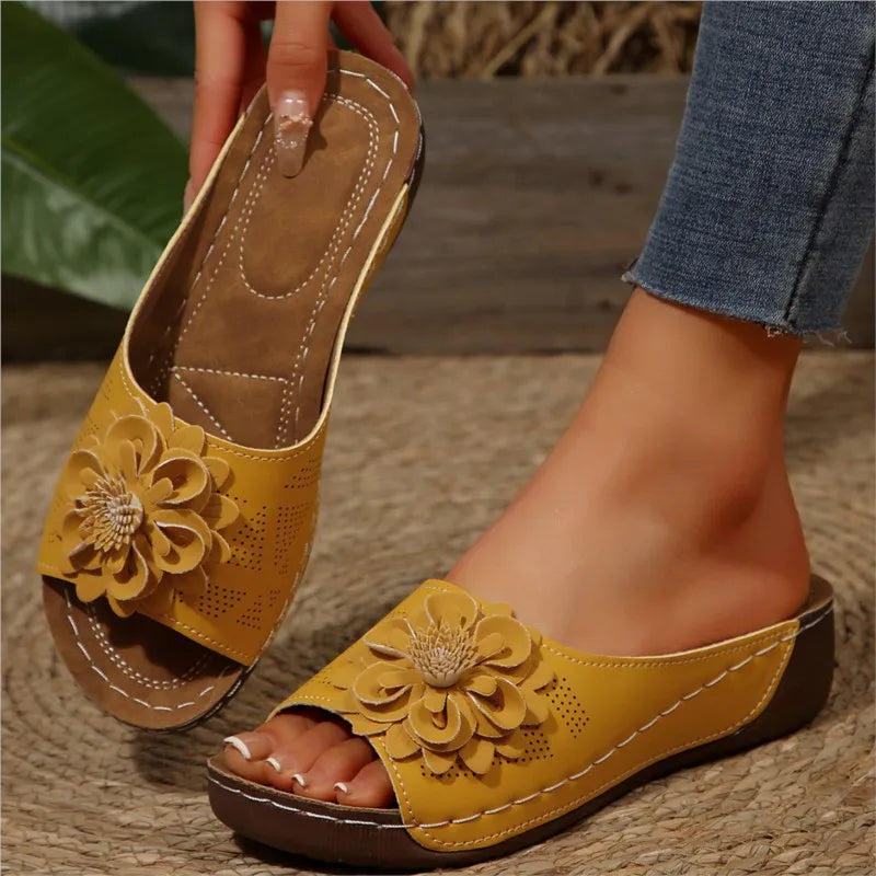 Women's Sandals Soft Heels Sandals Summer 2025 Casual Wedges Heeled Shoes Women Elegant Low Platform Slippers Sandalias Mujer