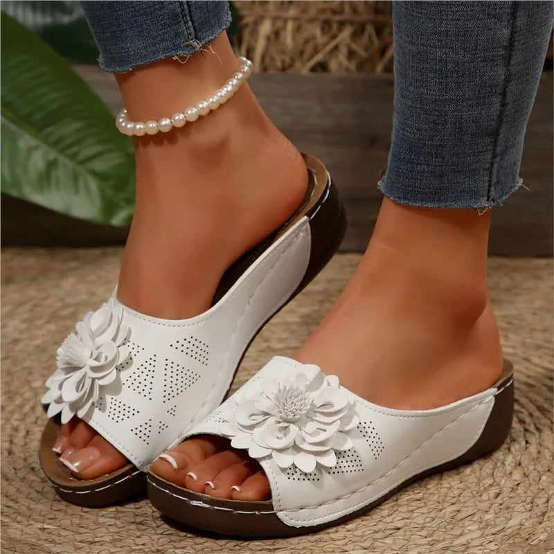 Women's Sandals Soft Heels Sandals Summer 2025 Casual Wedges Heeled Shoes Women Elegant Low Platform Slippers Sandalias Mujer