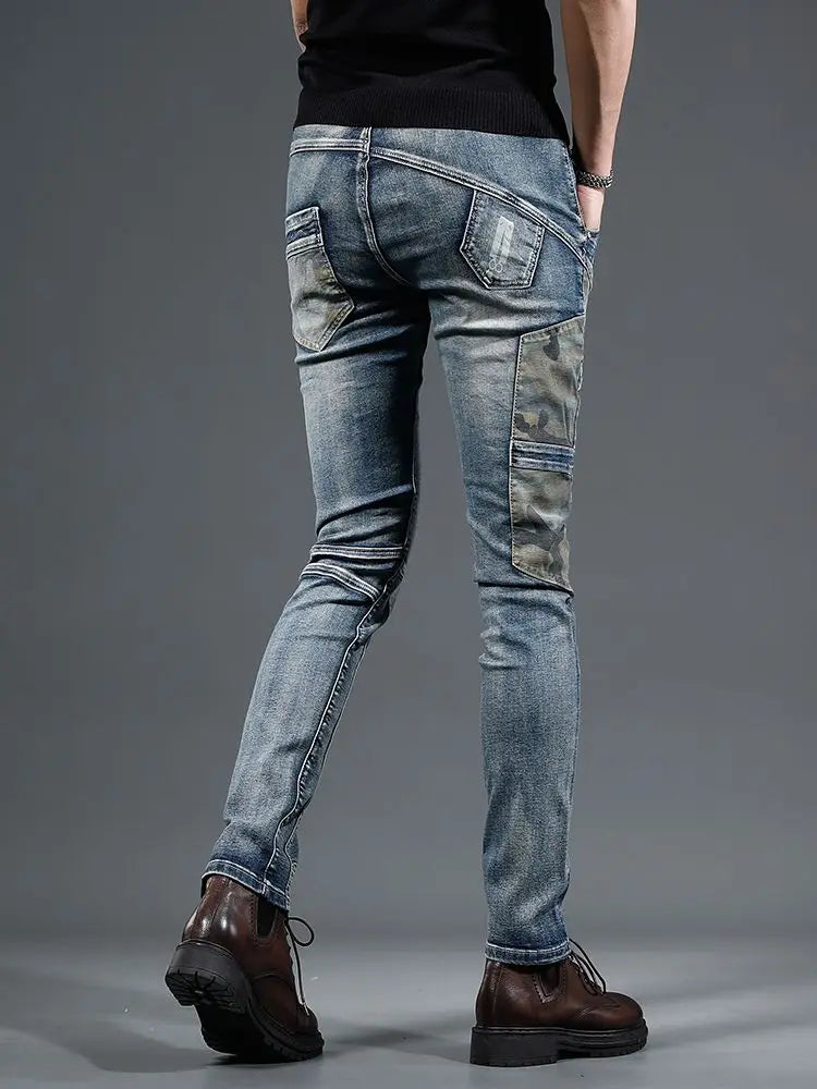 Slim Fit Buggy Men's Jeans Tight Pipe Skinny Motorcycle Trousers Aesthetic Stylish Casual Goth Trend 2025 Soft Male Cowboy Pants