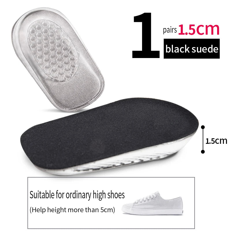 Silicone Gel Invisible Height Increase Insole Heel Lifting Inserts Shoe Foot Care Protector Elastic Cushion Insert for Men Women