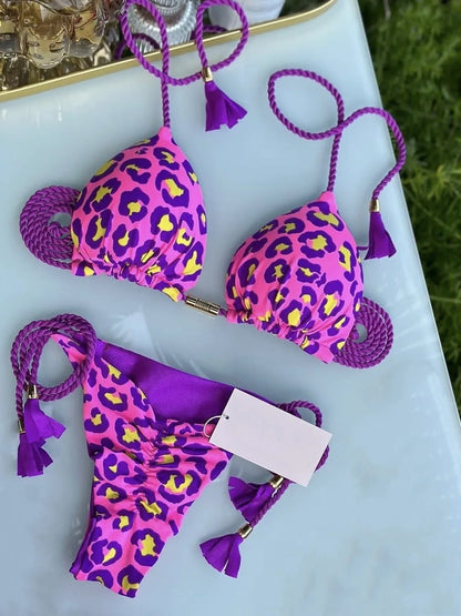 Sexy Swimsuit Women Triangle Bikinis Set Thong Bandage Swimsuits Solid Color bathing suit  Two Piece String Swimear Beach Wear