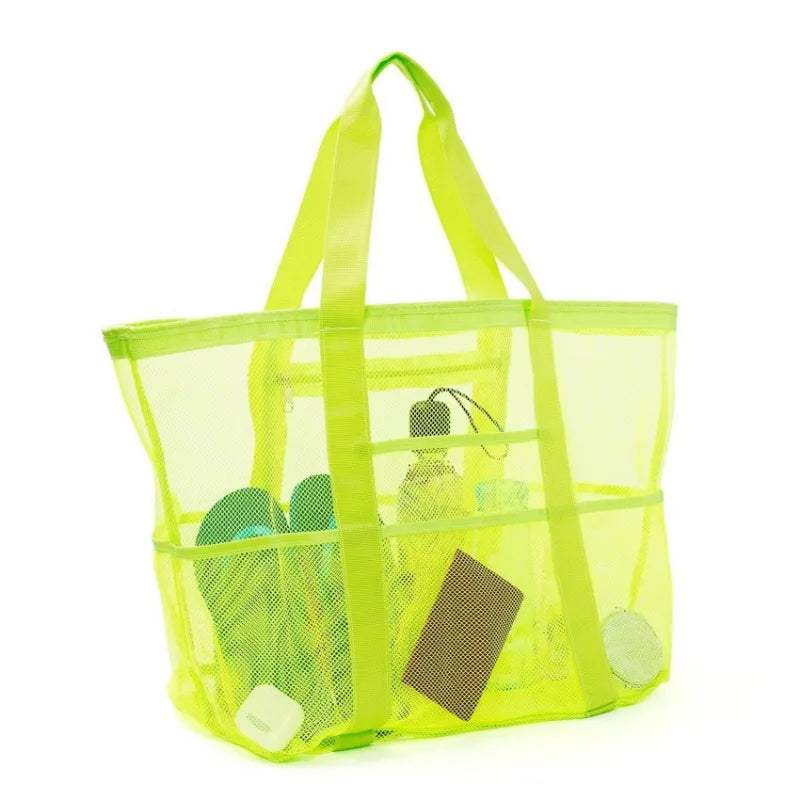 Picnic Beach Bag Women Mesh Transparent Swim Storage High Capacity Shopping Bags Tote