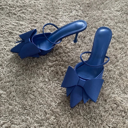 Women's Shoes 2024 New Fashion Bow Slingback High Heels Sexy Dress Stiletto Heel Pointed Toe Women High Heel Sandals