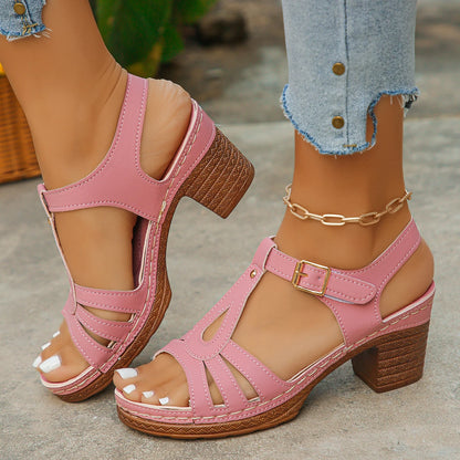 Ladies high-heeled sandals, fashionable and versatile, comfortable temperament sandals, Roman sandals.