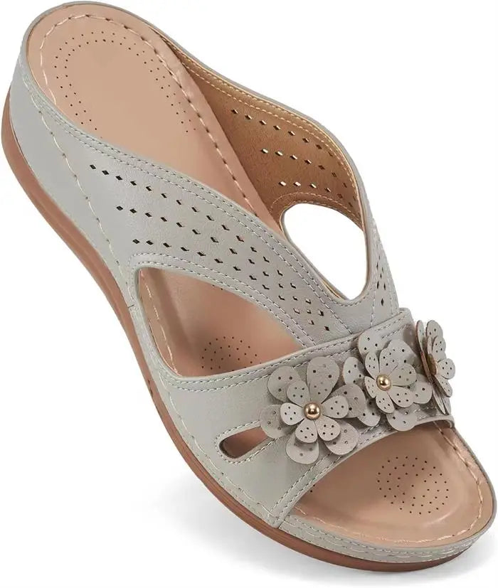 High Quality Women's Simple Shoes Summer Retro Roman Sandals Women Casual Flower Wedge Sandals Slippers Women Platform Slippers