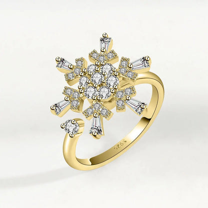 VENTFILLE 925 Sterling Silver Sunflower Diamond Zircon Rotatable Ring For Women Gift Relieve Stress Ring Jewelry Wholesale