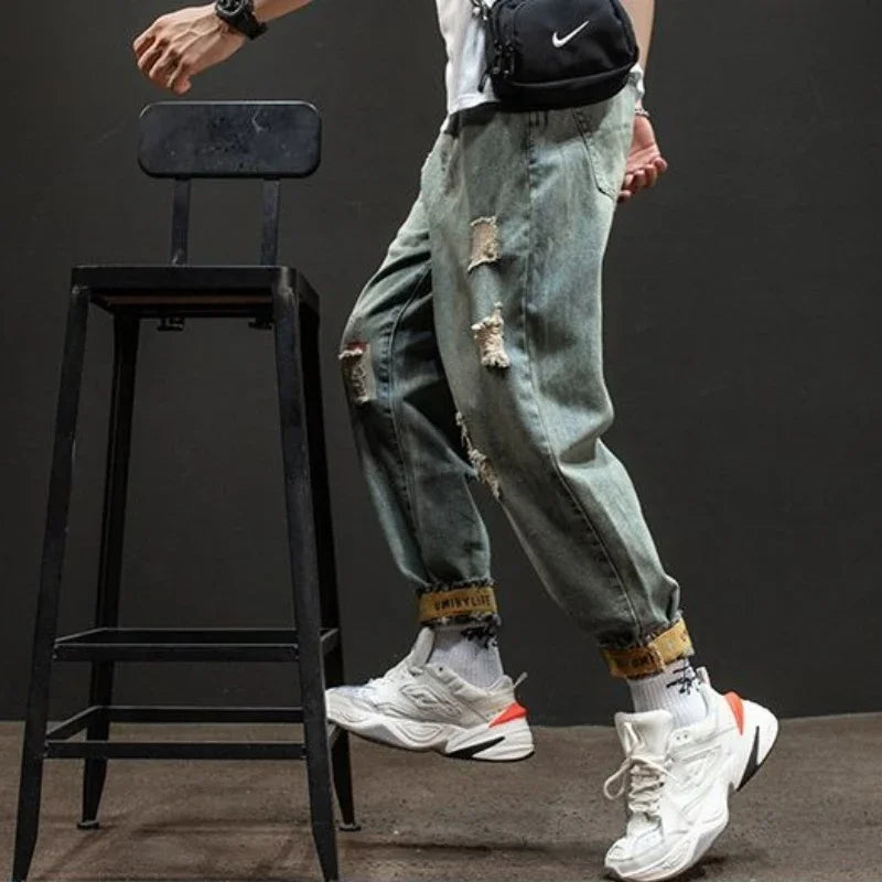 With Pockets Jeans for Men 90s Streetwear Trousers Harajuku Luxury Aesthetic 2025 Korean Autumn Washed Cheap Xs Man Cowboy Pants