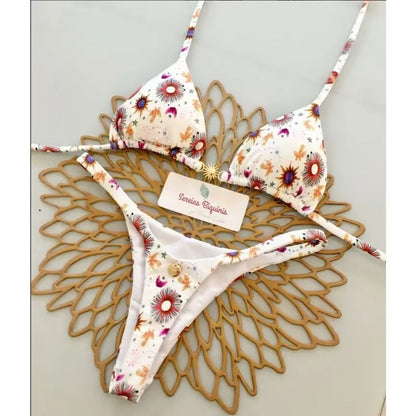 Women's Bikini Swimsuit Women's Split Solid Color Lace-up Sexy Swimsuit 2-piece Set Micro Swimwear