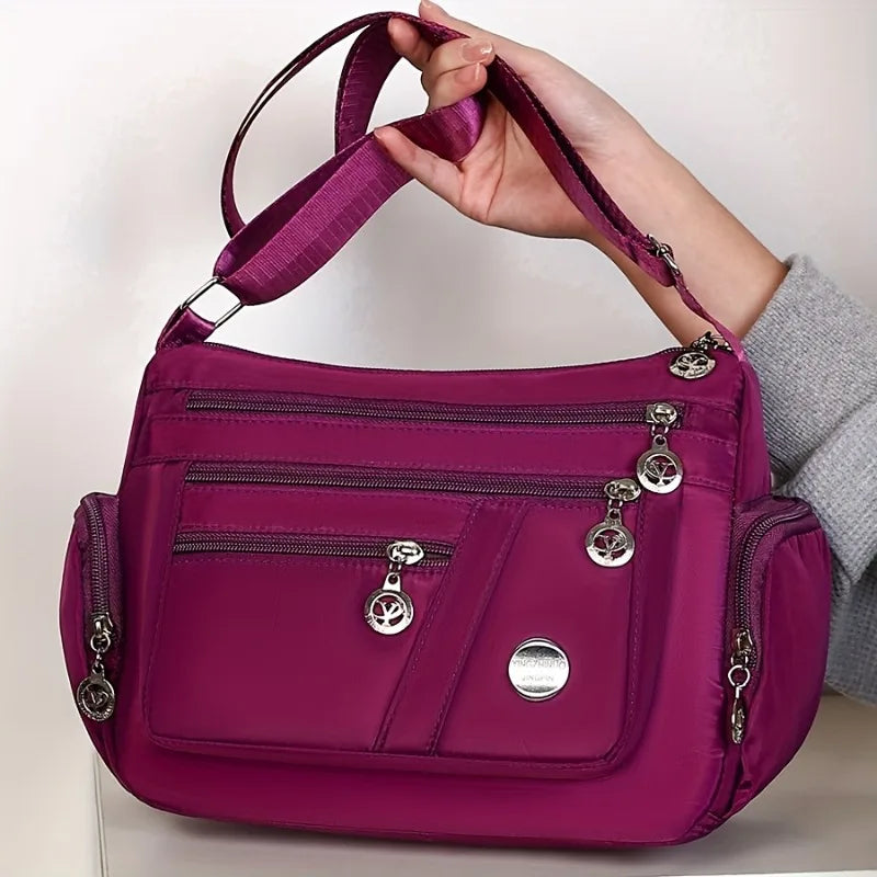 Lightweight Nylon Crossbody Bag for Women , Casual Style, Adjustable Strap, Zip Closure, Multi-Compartment Storage