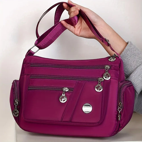 Lightweight Nylon Crossbody Bag for Women , Casual Style, Adjustable Strap, Zip Closure, Multi-Compartment Storage