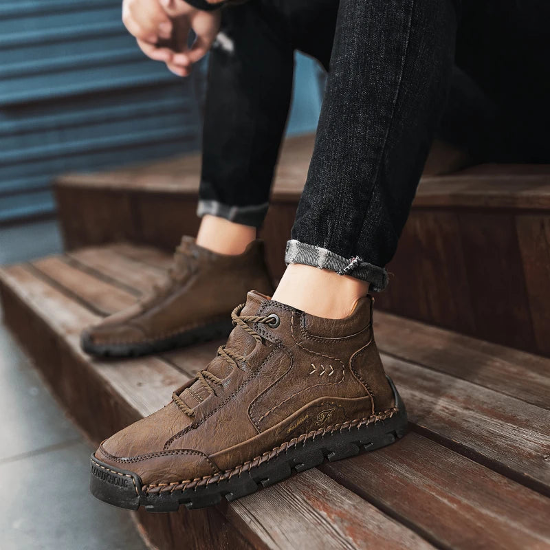 2025 Spring And Autumn Business Casual Versatile Comfortable Lace-Up Leather Shoes Casual Shoes Soft Leather Boots Fashion
