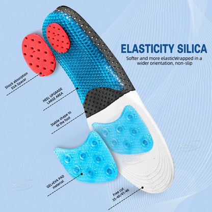 【Xxin】Spring Insole Basketball Sport Insoles for Men Women Silicone Arch Support Shoe Pad Size 35-46