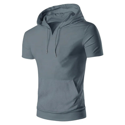 2024 Amazon New Men's Athleisure European and American Hooded Loose Short Sleeves