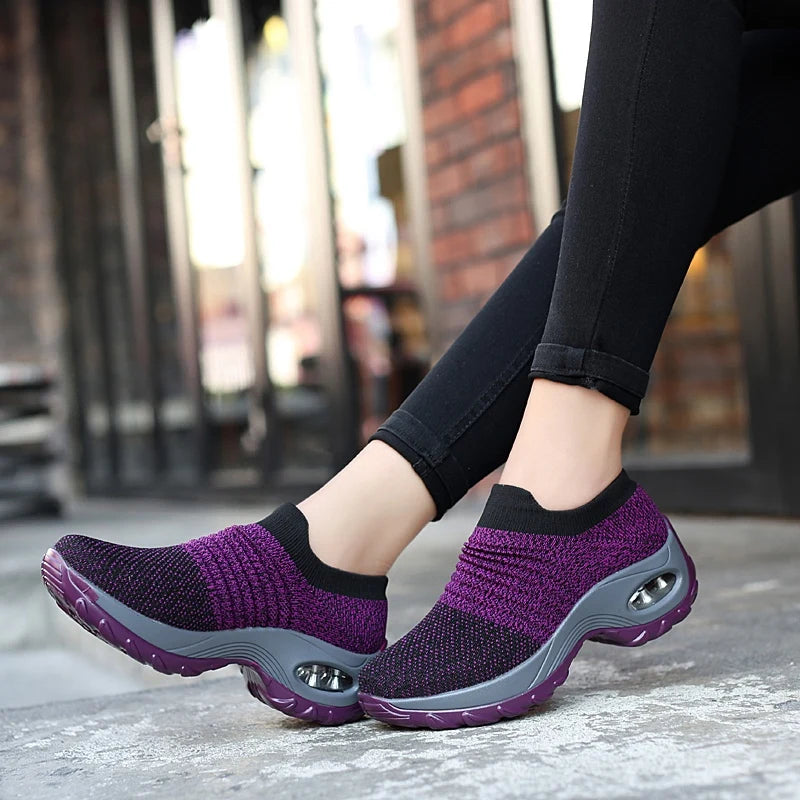 Women Sneakers Fashion Breathable Walking Mesh Platform Shoes Sneakers for Women Gym Vulcanized Shoes Black Female Footwear