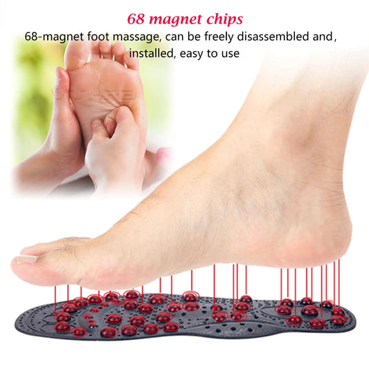 1 Pair Magnetic Therapy Insoles Enhanced Upgrade 68 Magnets Advanced Foot Acupressure Shoes Pads Massage Slimming Insoles Unisex