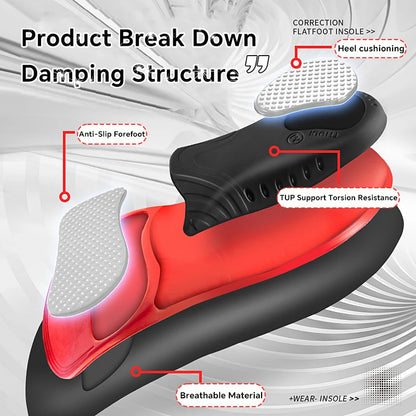 Premium 220+lbs Heavy Duty Arch Support Insoles for Feet PU Gel Shock Absorption Running Insole Wide Feet Work Boots Women Men