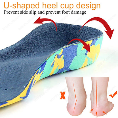 KOTLIKOFF Kids Orthopedic Sport Insoles Deodorization Breathable Sweat Shock Absorbant Flatfoot Childrens Shoe Cushion Insert