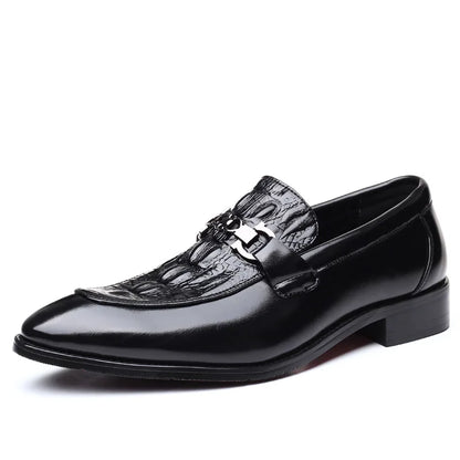 Man Shoes Crocodile Grain Leather Dress Business Office Slip-on Mens Wedding Party Loafers Men's Casual Buckle Flats