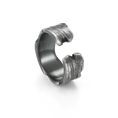 Retro Traces Strip Ring For Men Silver Color Punk Gothic Rock Hiphop Open Ring Biker Accessories Handmade Jewelry Unisex Gift