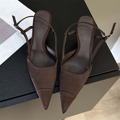 Eilyken Spring Buckle Strap Women Pumps Sandals Fashion Shallow Thin Heels Pointed Toe Slingback Mules Tacones Mujer