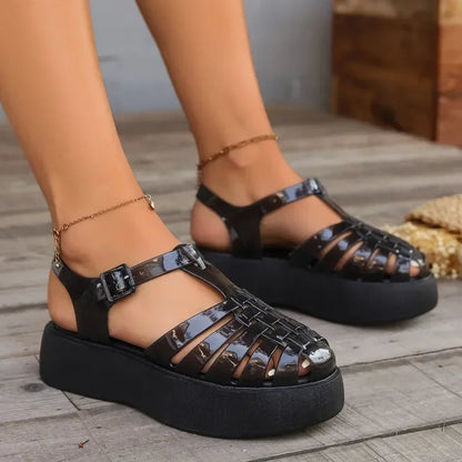 Toe Closed Summer Beach Sandals Shoes Women Fashion Jelly Sandals Shoes Soft Pvc Material Women Summer Sandals