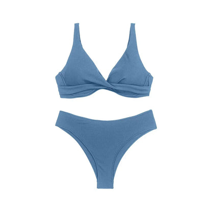 OIINAA Bikini Sets Swimsuit Women Two-Piece Suits Swimwear Solid Color Deep V-Neck Bathing Suit Beach Vacation Swimsuit