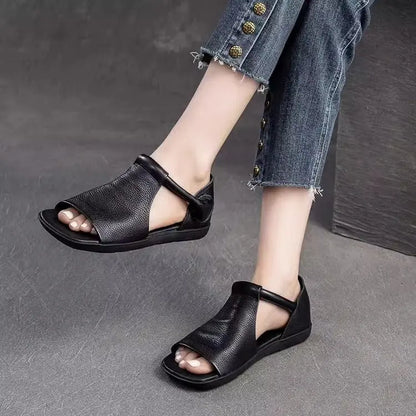 Women's Open-Toe Flat Sandals with Cross Strap & Adjustable Ankle Strap - Summer Casual Lightweight Walking Shoes for Women, Min