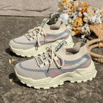 Women's Running Shoes Lace Up Sneakers Lightweight Female Casual Shoes Mesh Fashion Tennis Shoe Outdoor Soft Sole Women Shoes