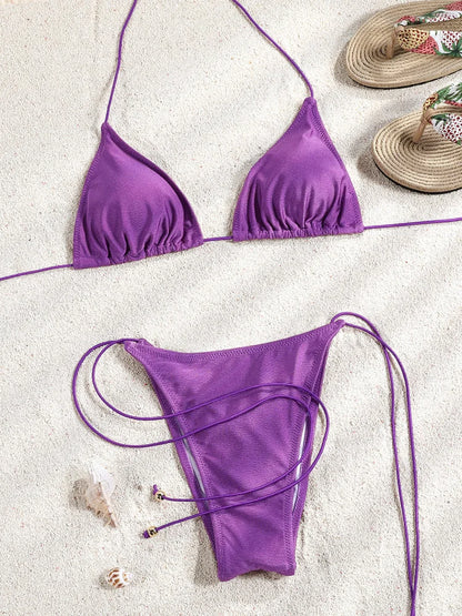 Miyouj 2025 Bikini String Swimsuit Sexy Female Bathsuit Women Swimwear High Cut Bathwear Bandage Biquini Leopard Two Pieces Suit