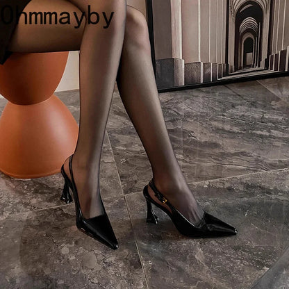 Luxury Designer Summer Women Sandals Fashion Pointed Toe Singbacks Shoes Ladies Elegant High Heel Stripper Sandalias