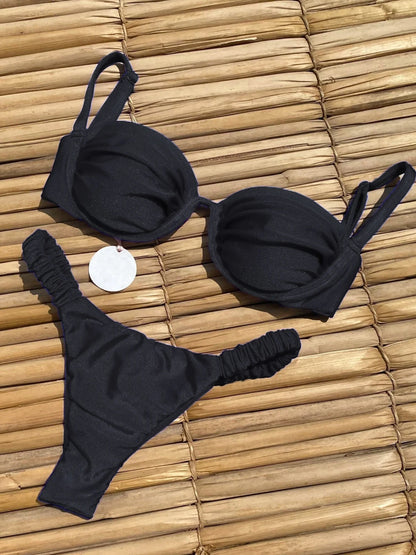 Push Up Bikini  Sexy Women Swimsuit Female Swimwear Sexy Bikini Set Brazilian Swimming Suit Solid Shiny Beachwear