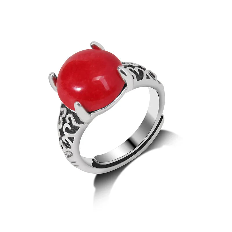 Rose Quartzs Rings Natural Stone Labradourites Beads Rings Silver Color Rings Party Wedding Anniversary Engagement Gifts Jewelry