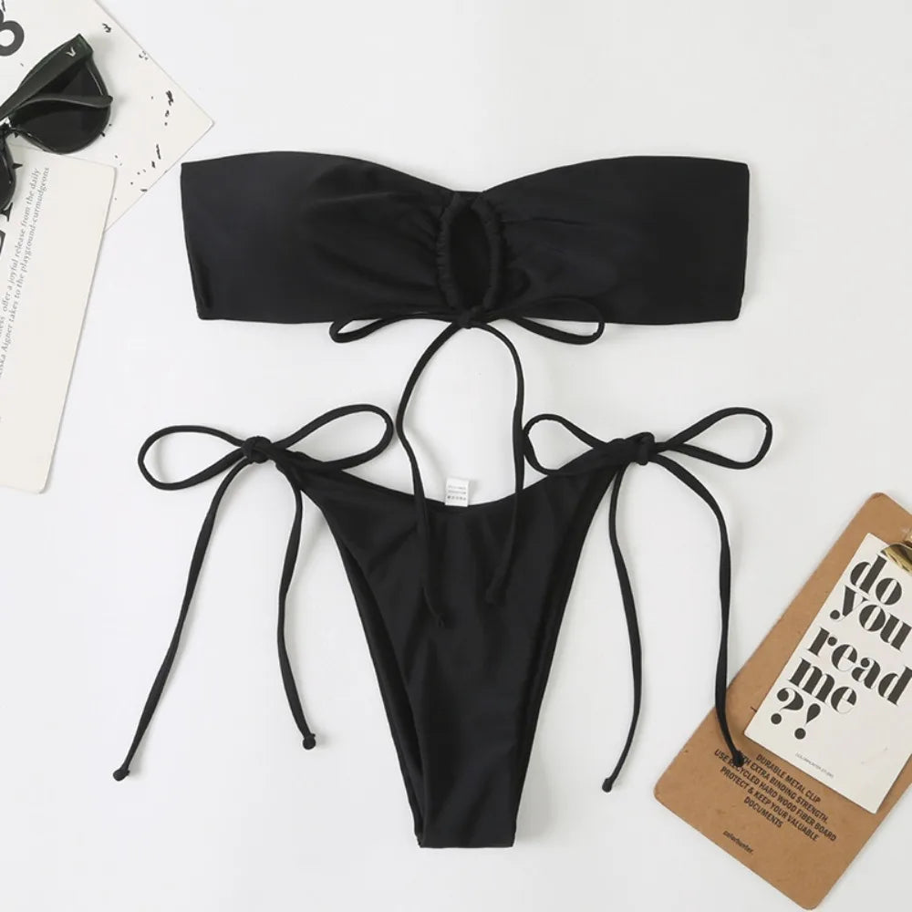 Vacation Low Waist Two Piece Sexy Bikini Set Leopard Print Swimsuit Split Swimwear