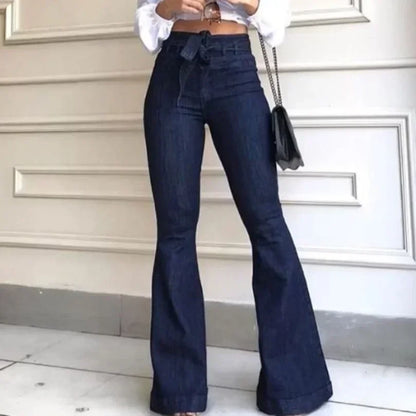 Jeans Women Denim Flare Pant Long Pants Straight Trousers Button Pocket High Waist Slim Fit Splice Casual Regular Autumn 2024