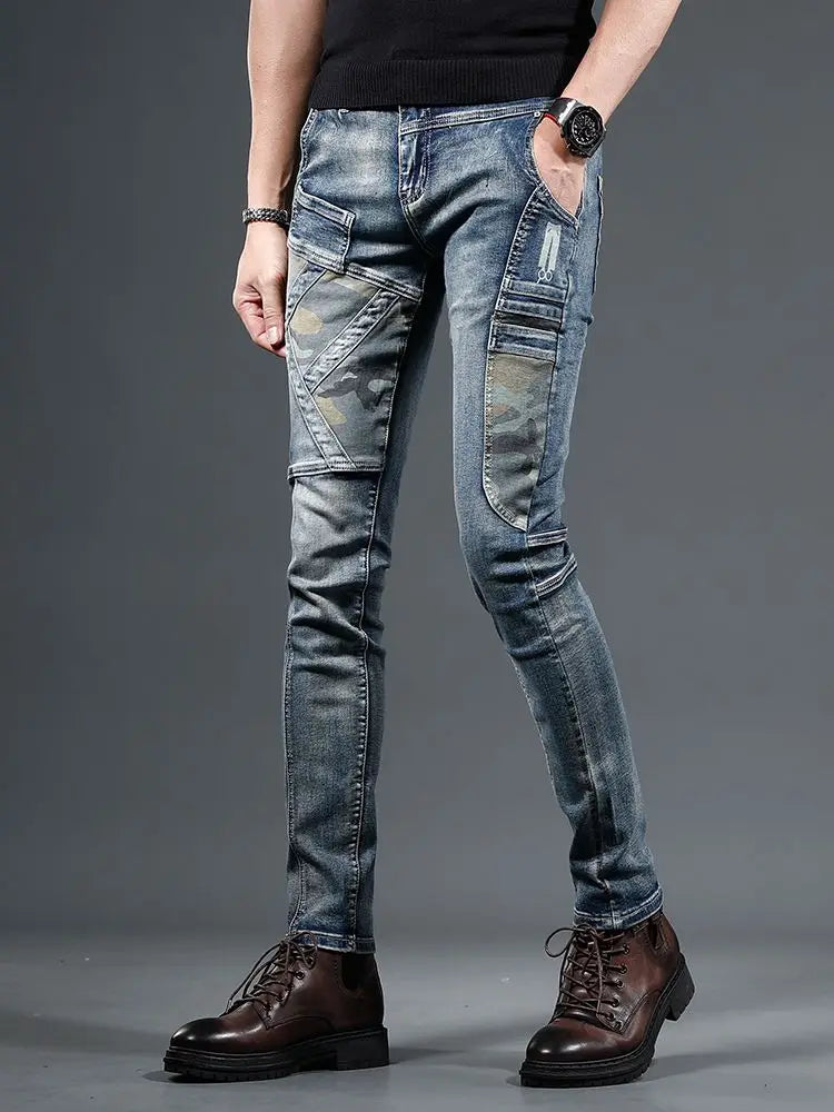 Slim Fit Buggy Men's Jeans Tight Pipe Skinny Motorcycle Trousers Aesthetic Stylish Casual Goth Trend 2025 Soft Male Cowboy Pants