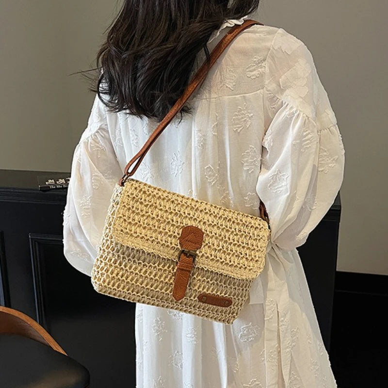 New Fashionable Straw Women's Bag, Trendy Vacation Casual Shoulder Crossbody Bag, Women's Versatile Stylish Straw Women's Bag