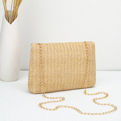 Woven Straw Handwoven Women's Shoulder Bag, Fashion Solid Color Crossbody Purse with Lock Closure Purses and Handbags Сумка 2025