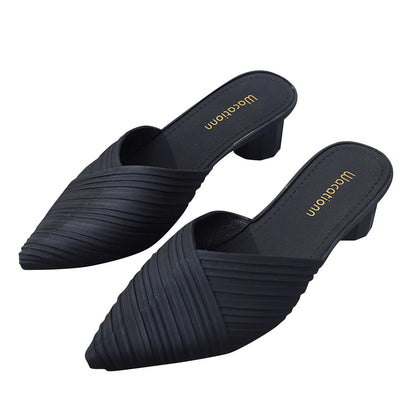 Women'S Summer Pointed Toe Sandals Low Heeled Sandals Women'S Summer Casual Fashion Sandals Anti-Odor And Non-Slip