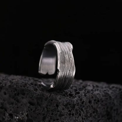 Retro Traces Strip Ring For Men Silver Color Punk Gothic Rock Hiphop Open Ring Biker Accessories Handmade Jewelry Unisex Gift