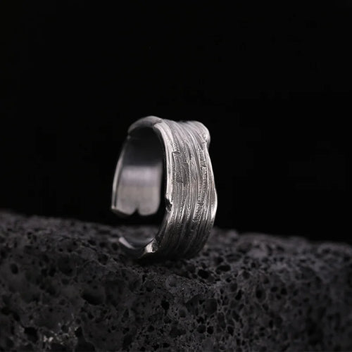 Retro Traces Strip Ring For Men Silver Color Punk Gothic Rock Hiphop Open Ring Biker Accessories Handmade Jewelry Unisex Gift