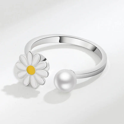 VENTFILLE 925 Sterling Silver Sunflower Diamond Zircon Rotatable Ring For Women Gift Relieve Stress Ring Jewelry Wholesale