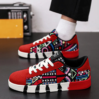 High quality Red Vulcanized Shoes For Men Unisex Casual Sneakers 46 Size Fashion Graffiti Flat Sneakers Men Skateboard Shoes
