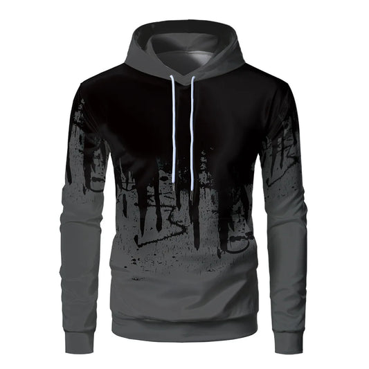 2024 Gradient Print Men's Pullover Hooded Sweatshirt Spring Autumn Daily Fitness Sportswear Fashion Casual Hoodies Loose Clothin