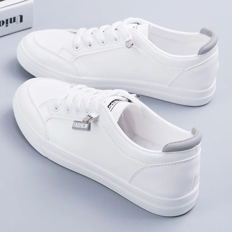 Vulcanize Flats Solid Color Mesh Shoes Young Woman Casual White Shoes