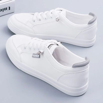 Vulcanize Flats Solid Color Mesh Shoes Young Woman Casual White Shoes