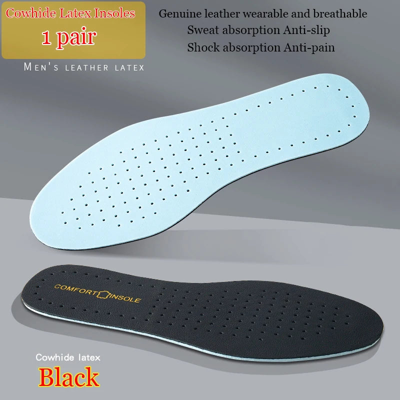 Latex Cowhide Insoles Thin Leathe Soft Sports Insole Arch Support Comfortable Shock Absorption Breathable Deodorization Shoe Pad