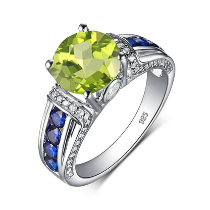 Szjinao Green Emerald Ring Gold For Woman Round Cut 8*8mm 2ct Stone Wedding Luxury Designer Jewelry High Quality Valentines Gift